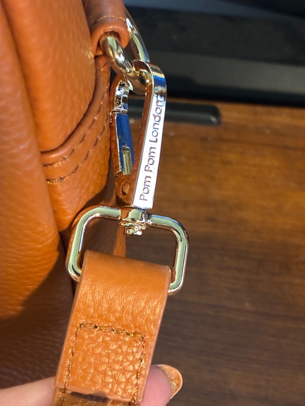 Pom Pom London Pebbled Leather Crossbody with Tassel and Gold Hardware - Picture 4 of 9